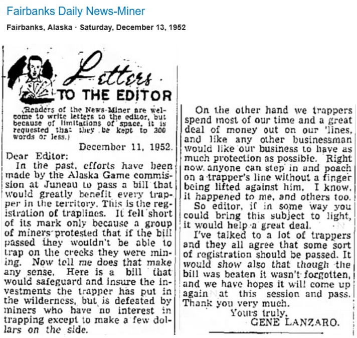 Gene's Letter To The Editor 1952