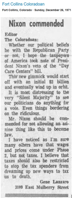 Gene's Letter To The Editor 1971