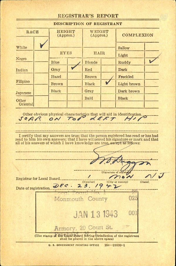 George T. Durante Military Record