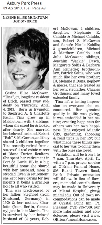 Gesine Pasch McGowan Obituary