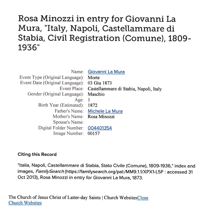 Giovanni LaMura Death Record