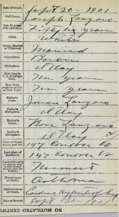 Giuseppe Lanzara Death Record