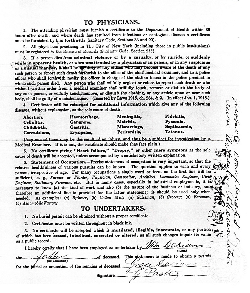 Grace Desiano Death Certificate
