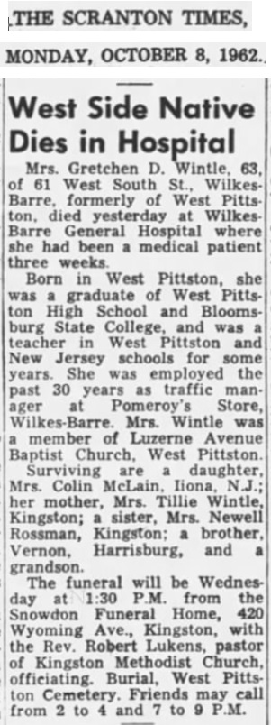 Gretchen Wintle Obituary