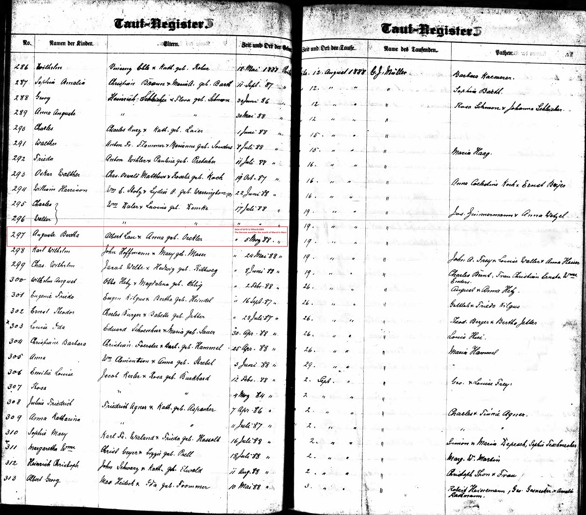 Augusta Lau Birth Record