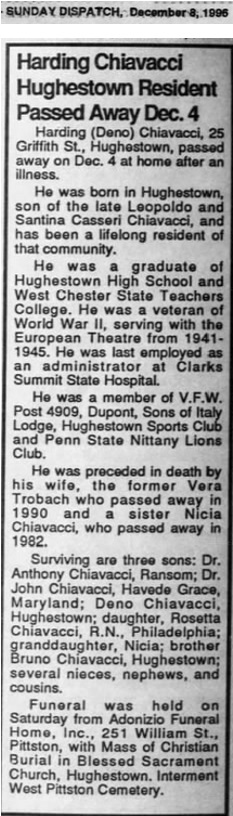 Harding Chiavacci Obituary
