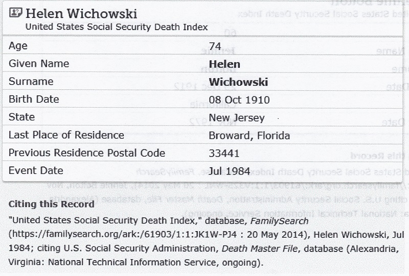 Helen Durante Wichowski SSDI