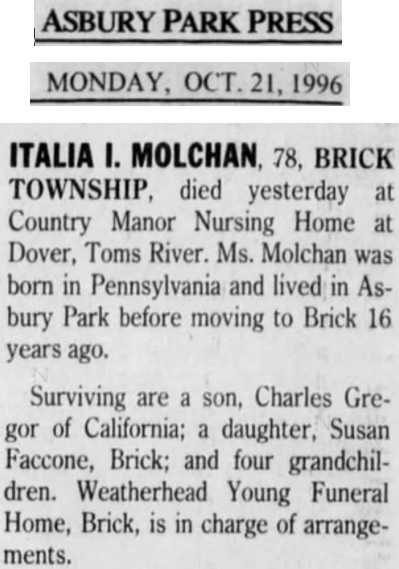 Italia Ida Augenti Molchan Obituary