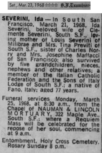 Ida Nori Severini Obituary