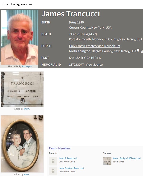 James Trancucci Cemetery Record