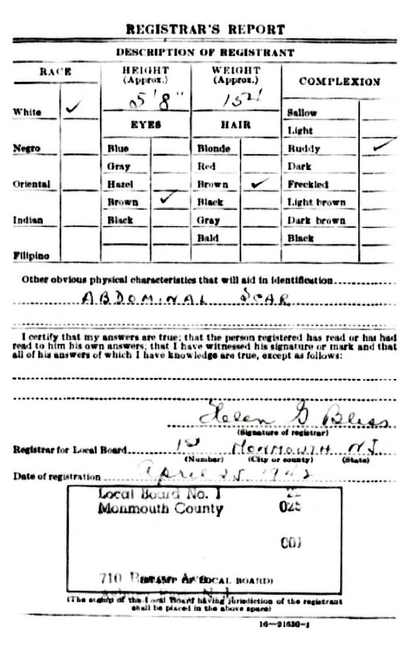 Joseph C. LaMura Sr. WW2 Draft Registration