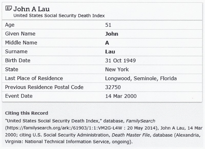 John A. Lau, Jr. SSDI