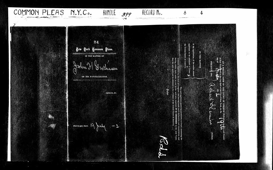 Johann Grothusen Naturalization Record