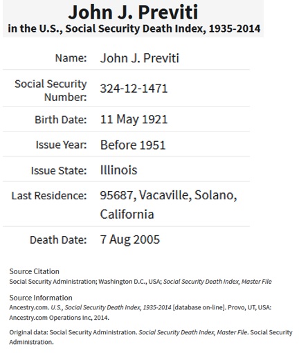 John Joseph Previti SSDI