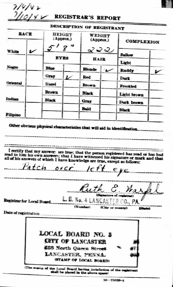 John Trobacco Military Record