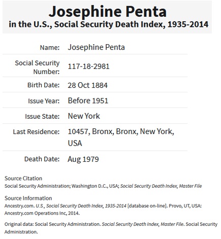 Josephine Augenti Penta SSDI