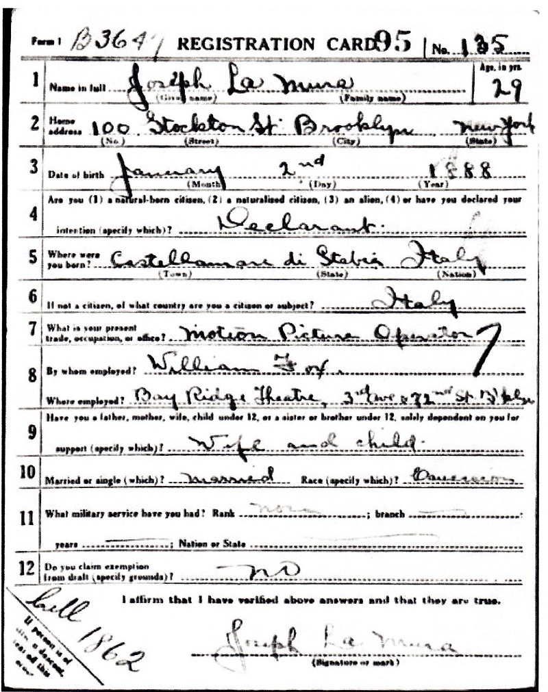 Joseph LaMura Sr. Military Records