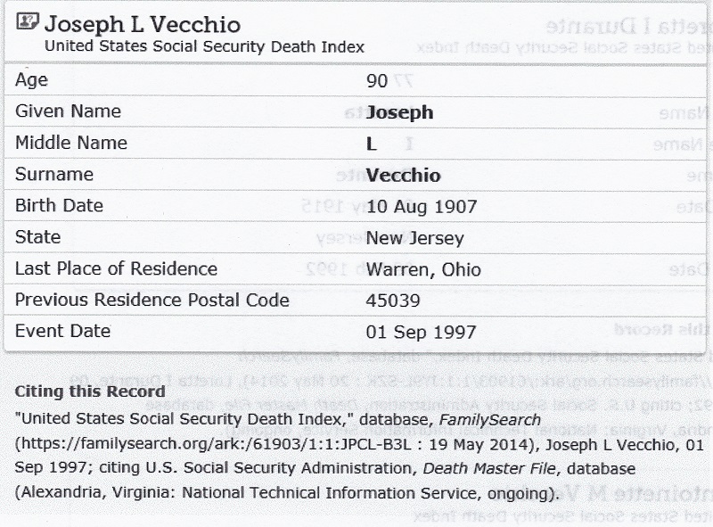Joseph L. Vecchio SSDI