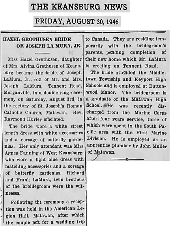 Joseph LaMura and Hazel Grothusen Marriage Announcement