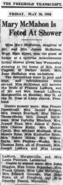 Frank LaMura and Mary McMahon Marriage