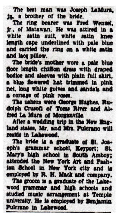 Carmela LaMura and Louis Pulcrano Marriage