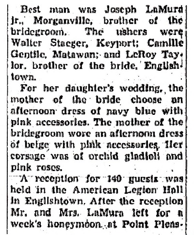 Alfred LaMura and Margaret Taylor Marriage