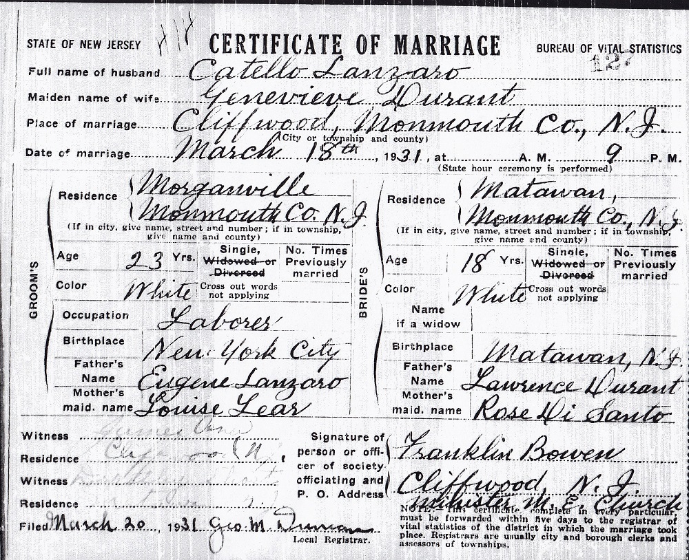 Catello Lanzaro and Genevieve Durante Marriage