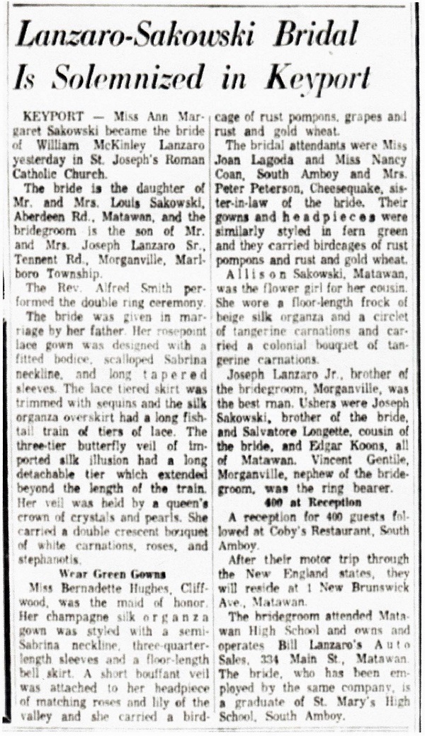 William Lanzaro and Ann Sakowski Wedding