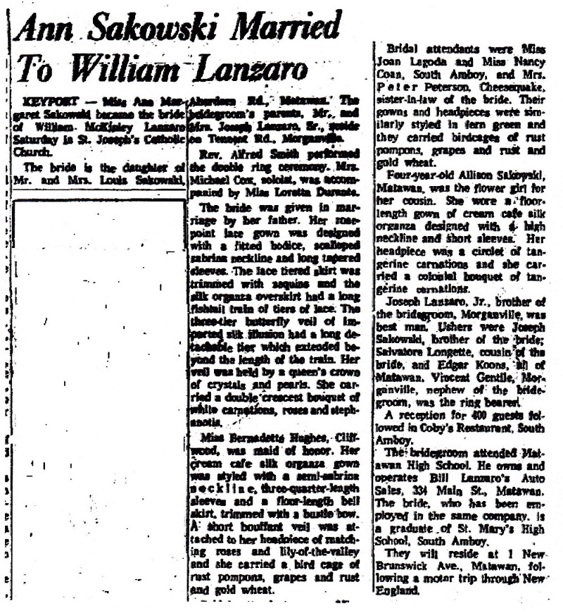 William Lanzaro and Ann Sakowski Wedding
