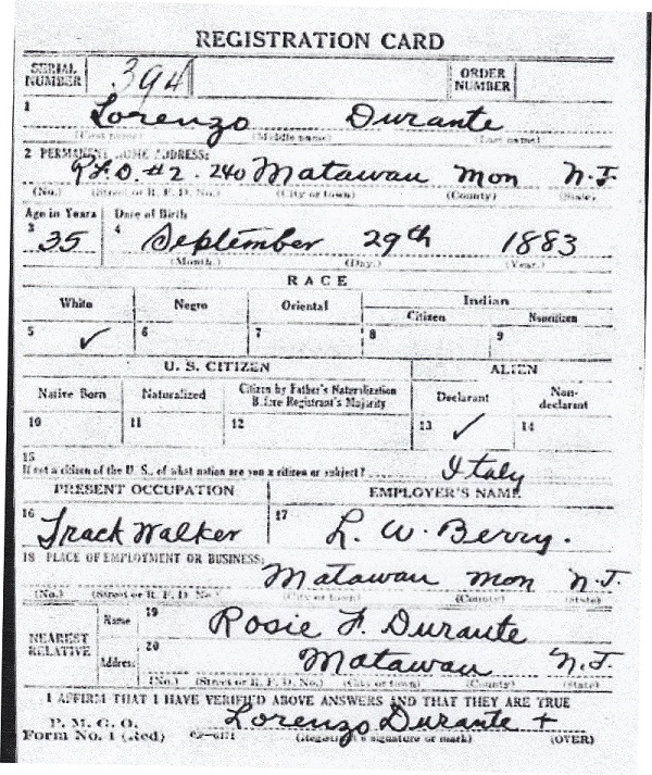 Lawrence R. Durante Sr. Military Records