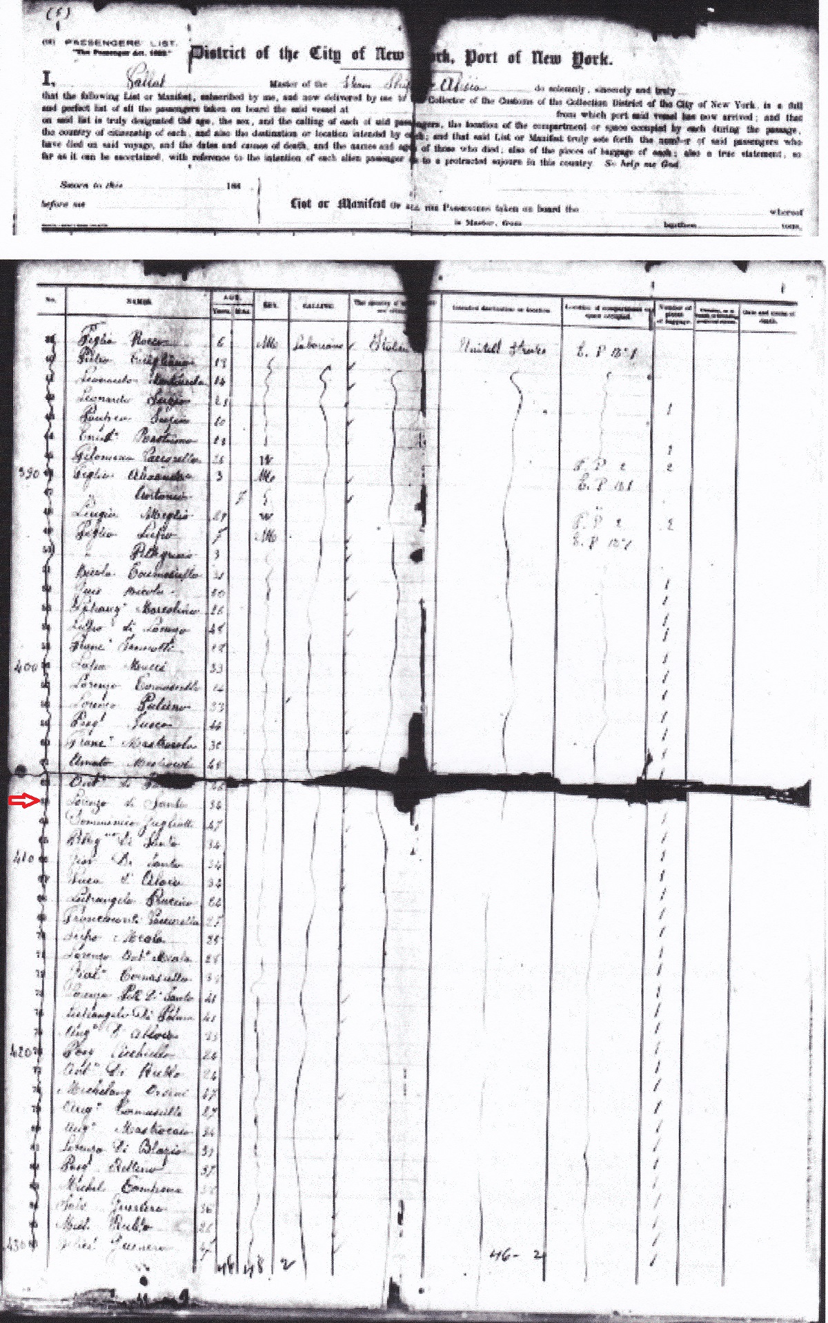 Lorenzo DiSanto Immigration Passenger List