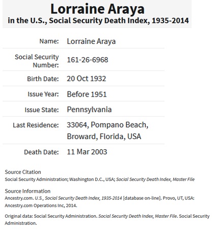 Lorraine Bruno Araya SSDI