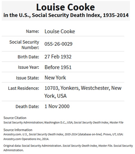 Louise DeMartino Cooke SSDI