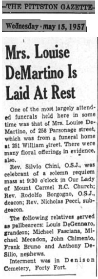 Louise Elizabeth Trobacco DeMartino Obituary