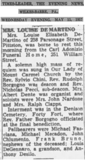 Louise Elizabeth Trobacco DeMartino Obituary