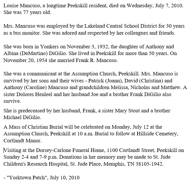 Louise DiGilio Mancuso Obituary