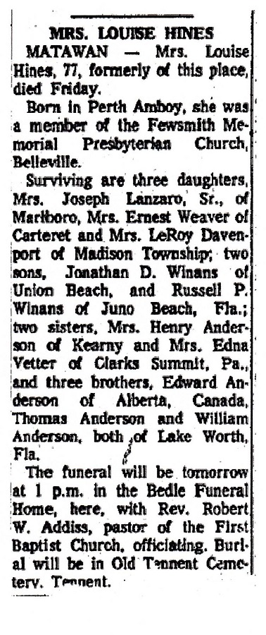 Louise Anderson (Winans) Hines Obituary
