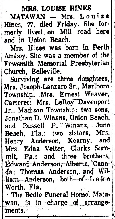 Louise Anderson (Winans) Hines Obituary