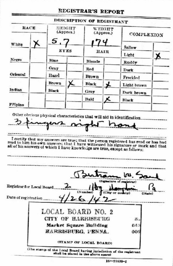 Louis A. Giusti WW2 Draft Registration