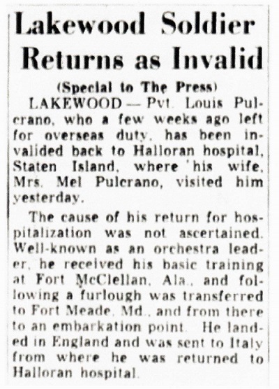Louis C. Pulcrano Military Record