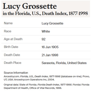 Lucy Virgilio Scalone Grosetto Death Index