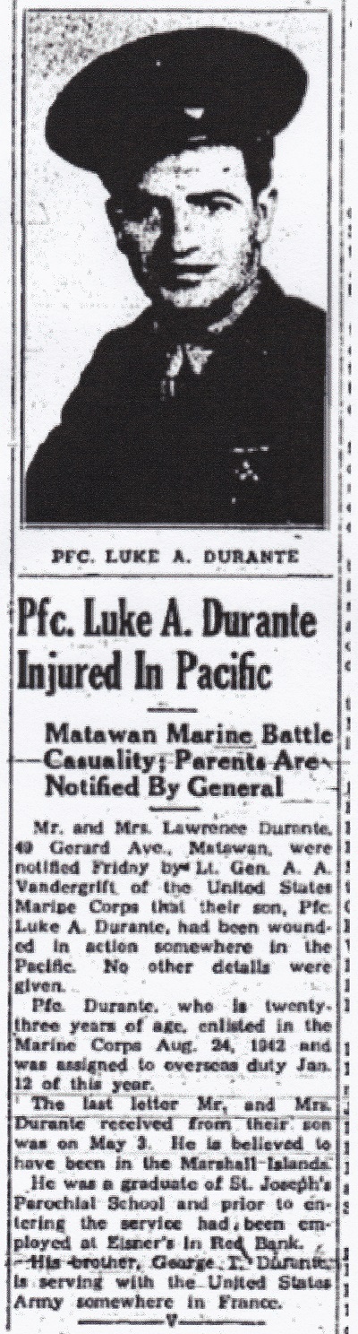Luke A. Durante Military Record