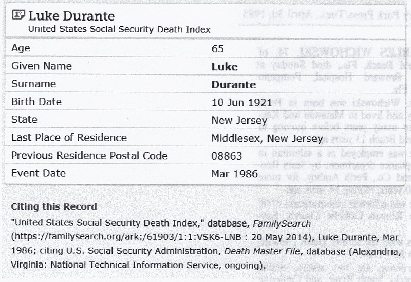 Luke A. Durante SSDI