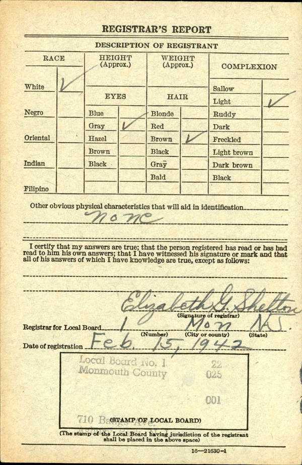 Luke A. Durante WW2 Draft Registration