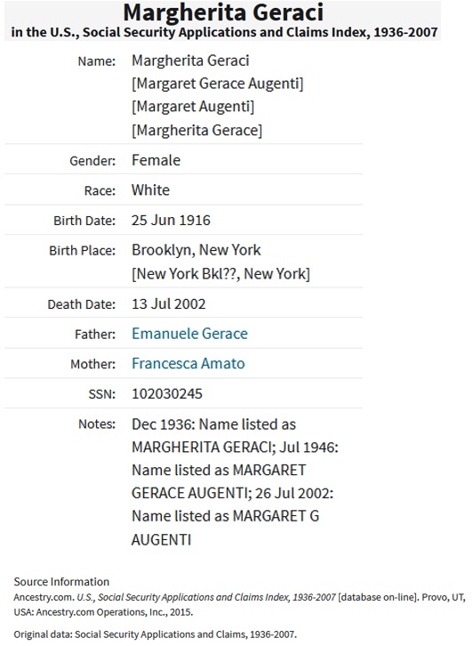 Margaret Geraci Augenti SSACI