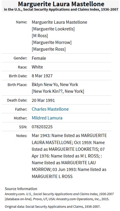 Marguerite Laura Mastellone Ross SSACI