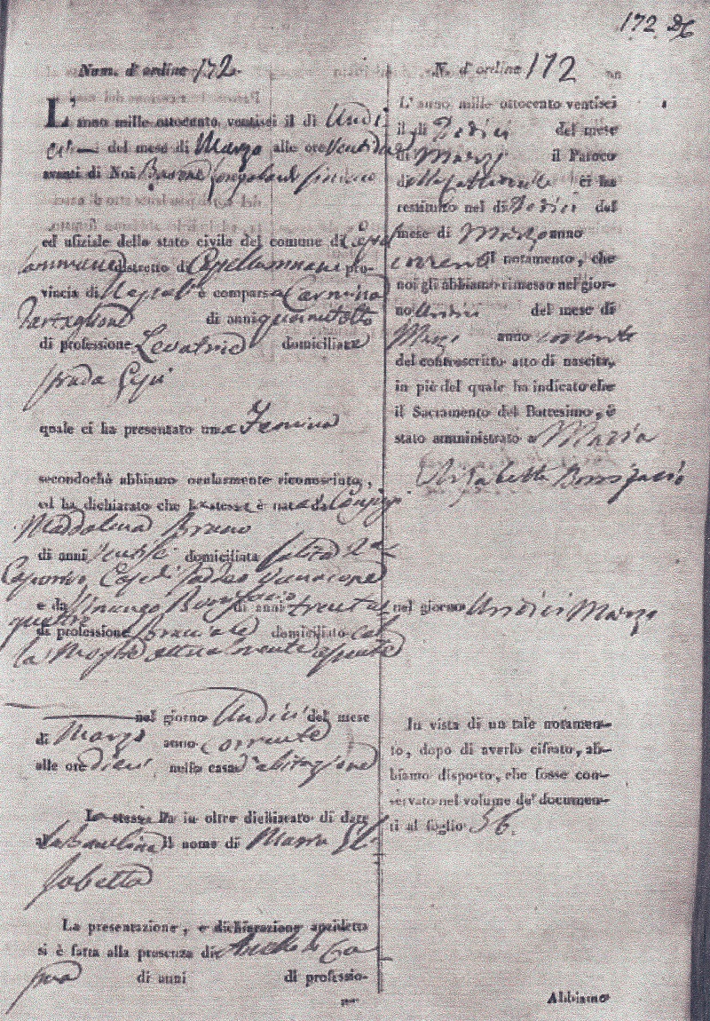 Elisabetta Bonifacio Birth Record