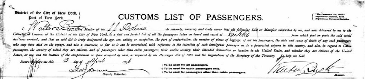 Maria Tartaglia Augenti Immigration Record