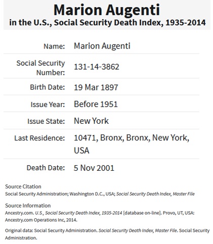 Marion Wallace Augenti SSDI
