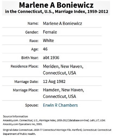 Marlene DeMartino Boniewicz Chambers 2nd marriage